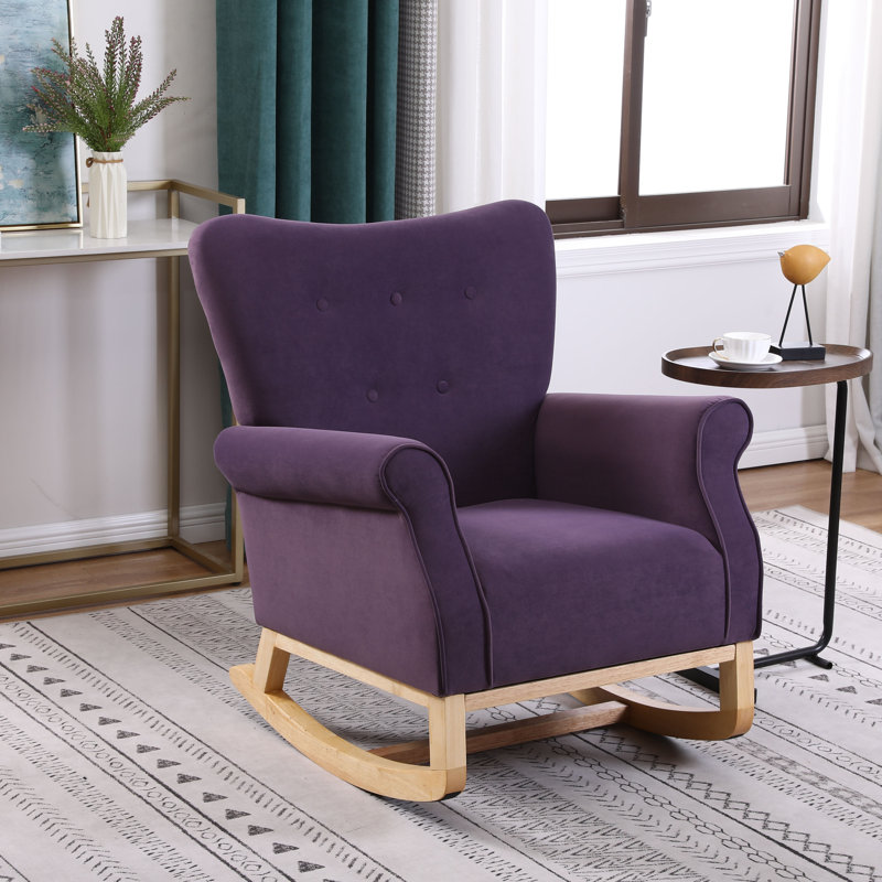 Chaise berçante confortable en velours de conception moderne idéale pour la chambre de bébé