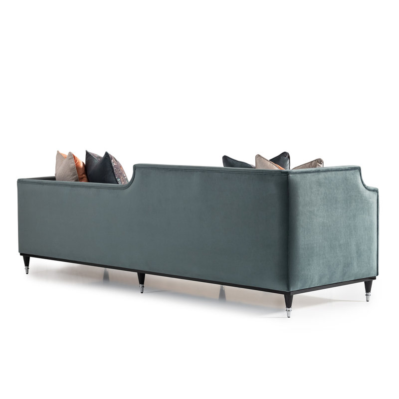 La Francaise 105'' Square Arm Sofa, Teal Blue Velvet