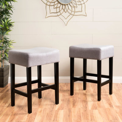 Tabouret de comptoir 2 kd sans dossier, gris. Siège confortable en tissu, fabrication en bois. Améliore la maison. P 15,75 po x l 18,74 po x H 26,41 po, surface lisse.