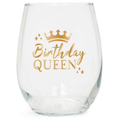 Wine Glass Birthday Queen 15 Oz