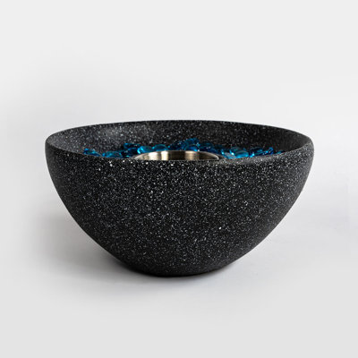 Ethanol Fireplace Black - Portable Tabletop Fire Pit With Concrete Body And Outer Steel Cup Bowl Lid Accessories