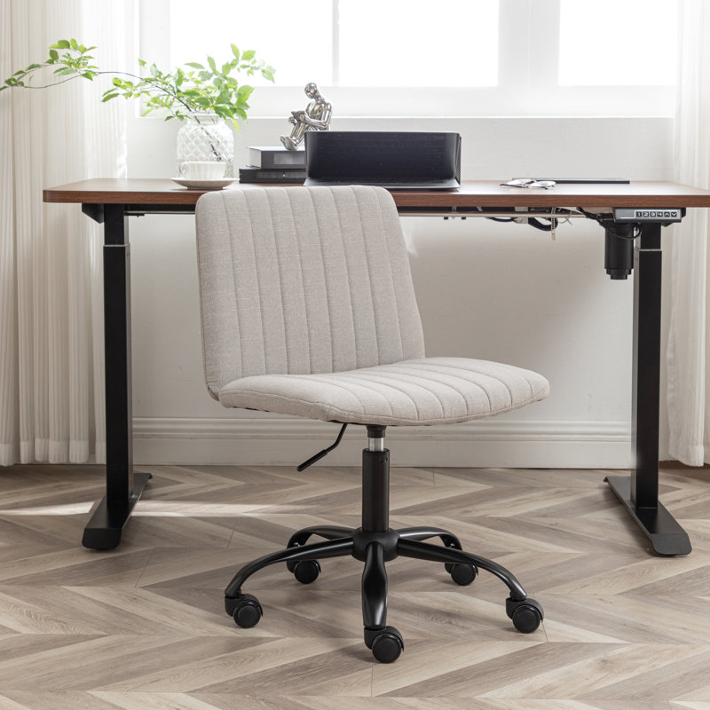 Fauteuil de bureau pivotant en tissu - Élégant bureau pivotant à 360 °, siège en mousse épaisse, structure en métal, beige, réglable en hauteur, rembourrage doux et respirant, rembourrage, base stable, 5, gris