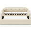 Lit de jour simple rembourré avec couchette coulissante, housse en lin beige, pour les espaces de vie-629456430