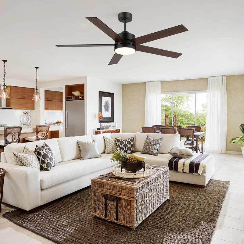 Ventilateur de plafond de 142 cm (56 po) avec lumière et télécommande, réversible et silencieux, idéal pour une chambre, une maison de campagne ou un salon. Usage intérieur.