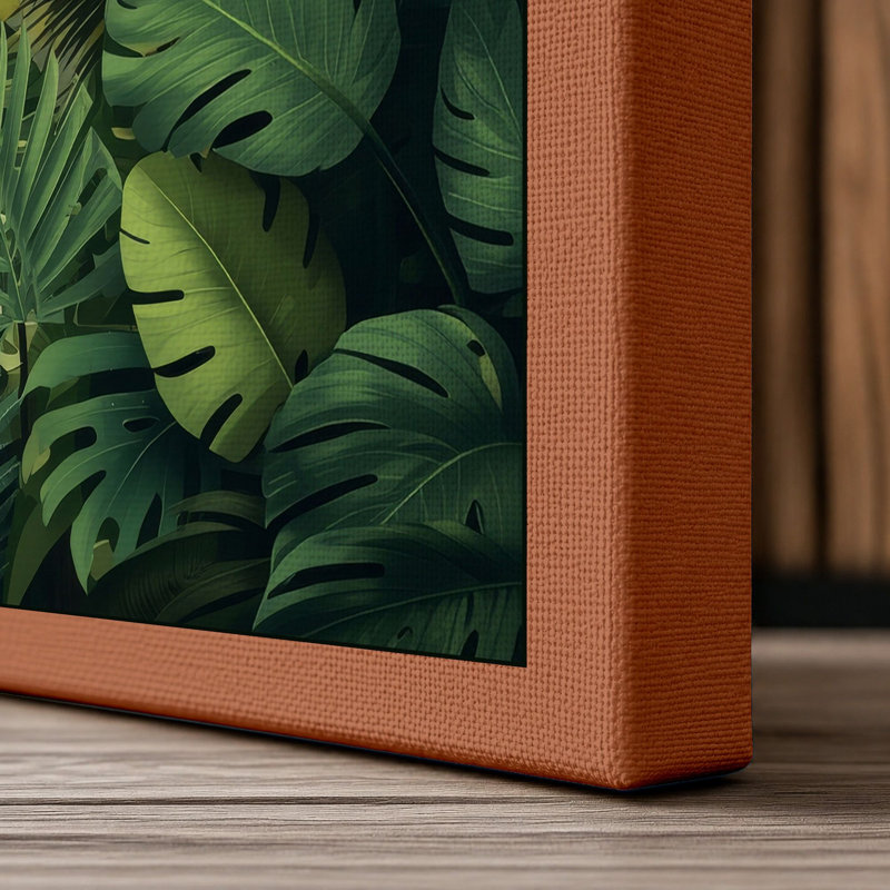 Jungle Light Tropical - Wrapped Canvas, 18x12 - 45.7 x 30.5 cm, Terracotta Border