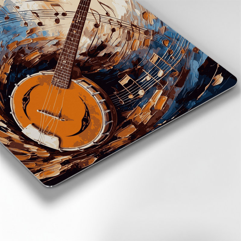 «Music Banjo», art mural en métal mauve, H 32 po x l 32 po