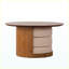 Ensemble de tables basses 31,5 "rondes en bois de style campagnard avec 3 tabourets gigognes en tissu Teddy, table centrale multifonctionnelle avec rangement caché pour le salon