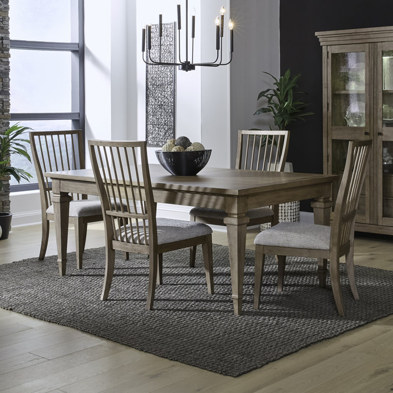 Kamoura Rectangular Dining Table Set, 5 Pieces: Table, 4 Chairs, Walnut, Walnut