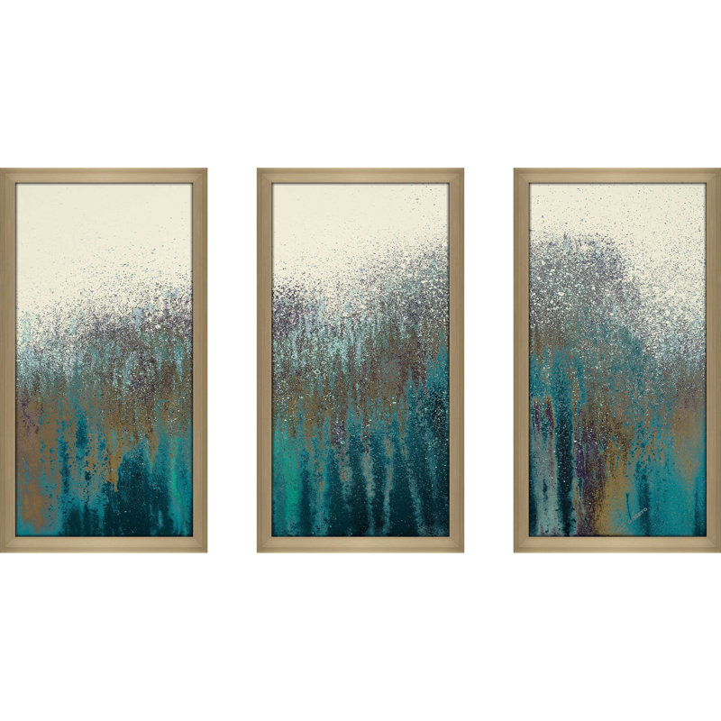 Teal Woods - Reproduction de peinture à l'acrylique à multiples images, L 40,5 po x H 25,5 po x P 1 po