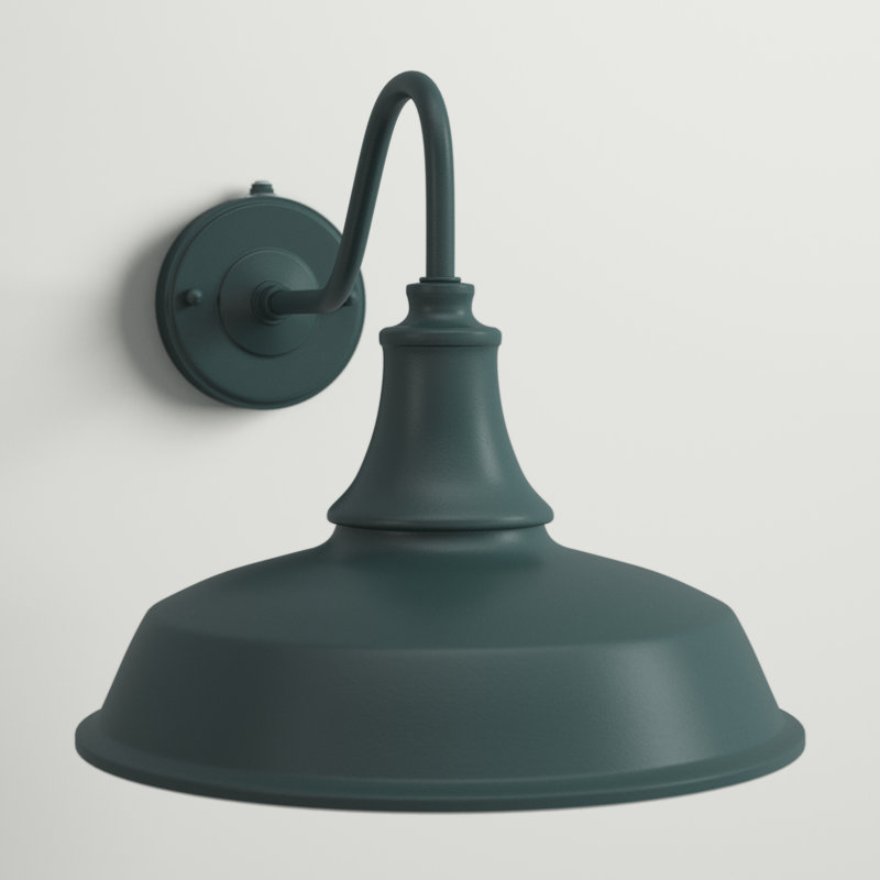 Gunnora Steel Wall Light, Hunter Green/White, 9" H x 9" W x 13.25" D