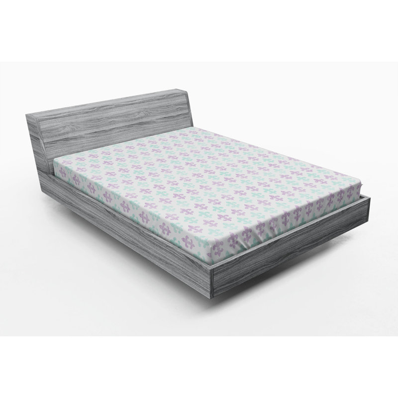 Microfiber Fitted Sheet, Full/Double Fitted Sheet, Purple/Green Geometric