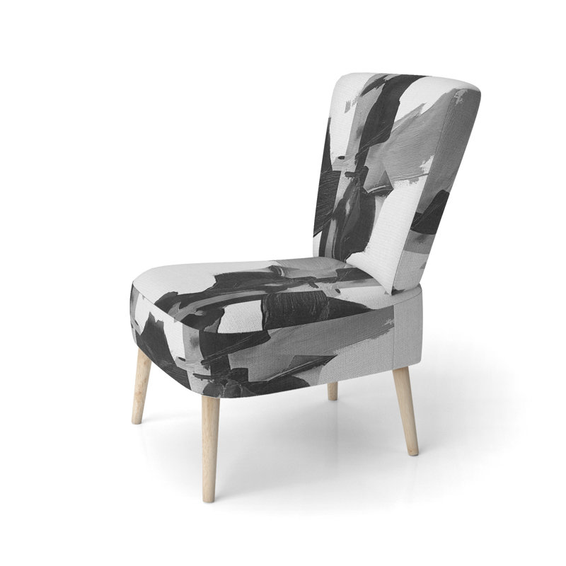 Chaise d'appoint rembourrée Geometric IV, Noir / Blanc / Gris