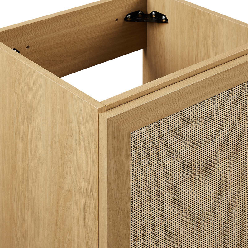 Soma Oak Single Bathroom Vanity with Rattan Door