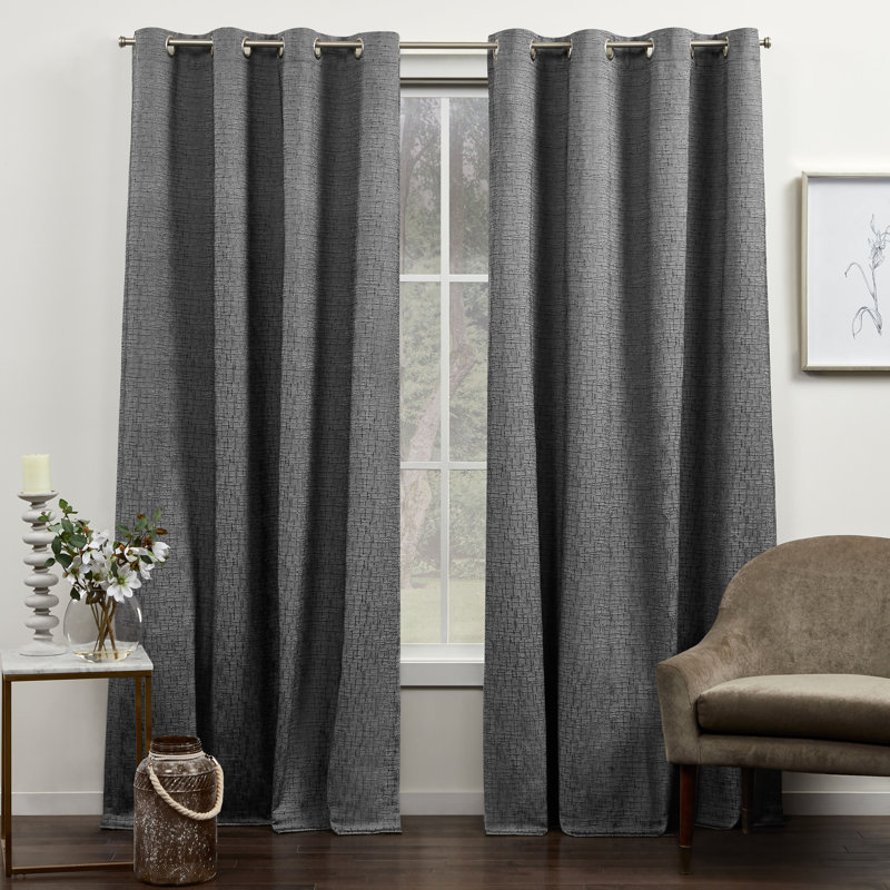 Aasiya Semi Sheer Curtain Pair, Gray, 54" W x 96" L