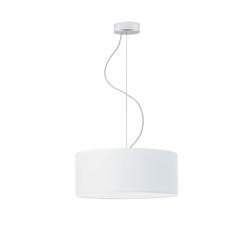 Aubryelle 3 - Light Drum Pendant, Chrome, White, 120cm H x 40cm W x 40cm D