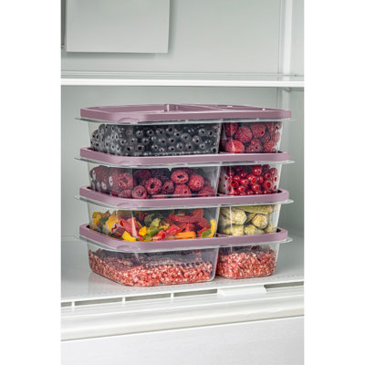 Ensemble de boîtes de rangement en plastique durable (4 pièces), rose, 5,9 x 9,4 x 2,0 pouces | 100% sans BPA, va au lave-vaisselle | Idéal pour organiser la maison, le bureau et la cuisine | Solution de rangement élégante et fonctionnelle