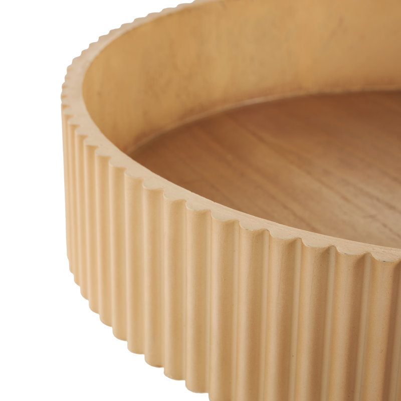 Bol décoratif à nervures en bois avec base surélevée Hallward Cole, Beige