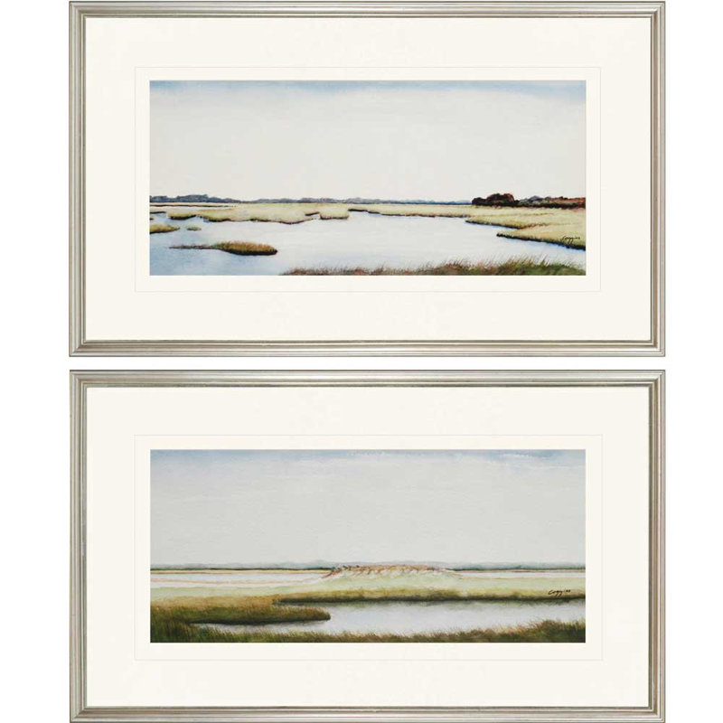 Set Of Two Marshlands Silver Print Wall Art