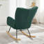 Chaise berçante ergonomique en tissu capitonné avec cadre en métal robuste pour le salon, vert-134645964