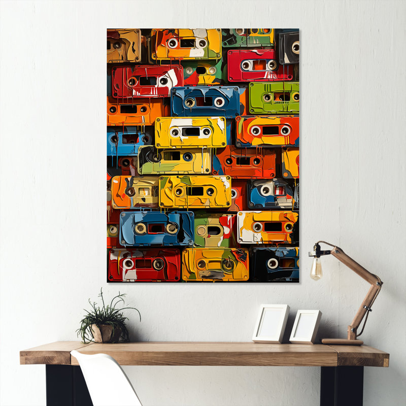 Colourful Colorful Art Melodic Tapes II - Cassette Tapes, art mural en métal, H 20 po x l 12 po x P 1 po