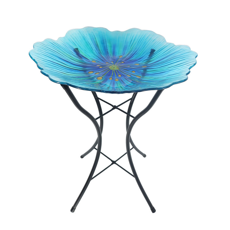 Bain d'oiseaux en verre Blue Pansy