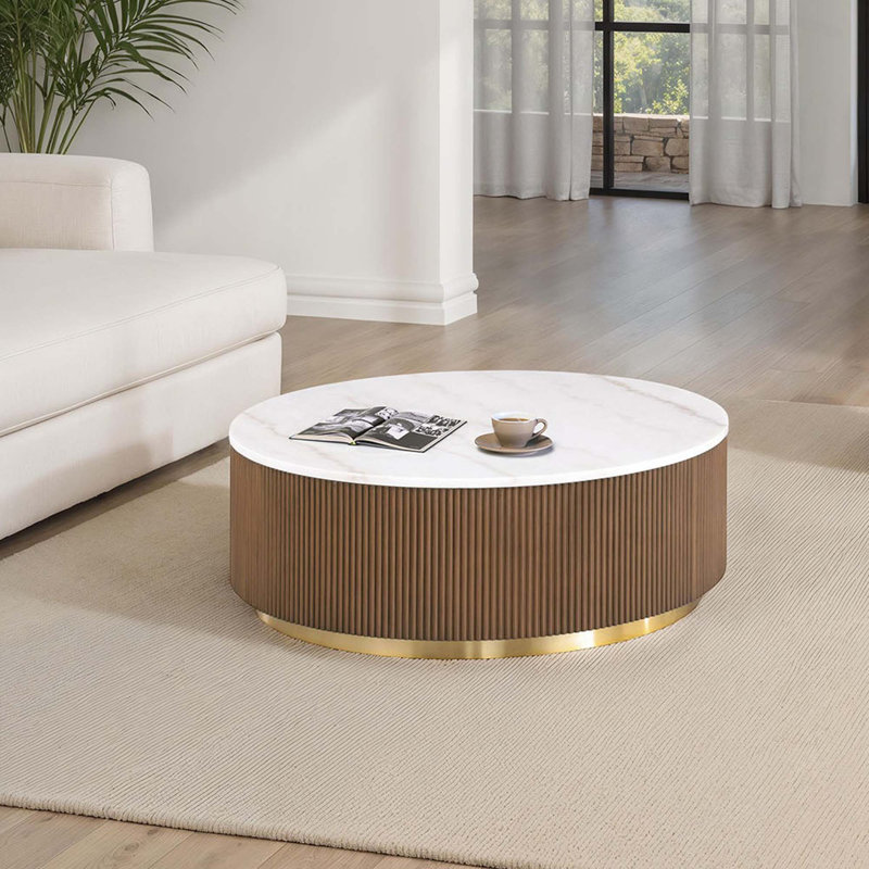 Table d'appoint moderne avec dessus en marbre 1PC, H 14 po x L 35 po x l 35 po