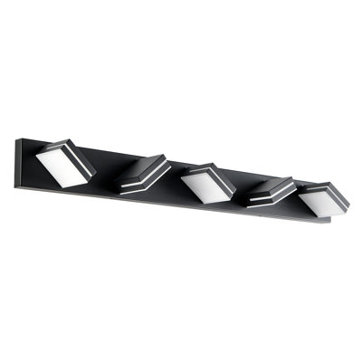 Black 5-Light Dimmable LED Vanity Light with 360° Rotatable Lamp Heads for Bathroom, Vanity, Mirror, and Living Room