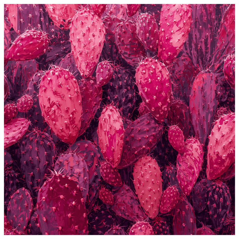 Toile tendue en toile de cactus rose, 12 x 12 pouces