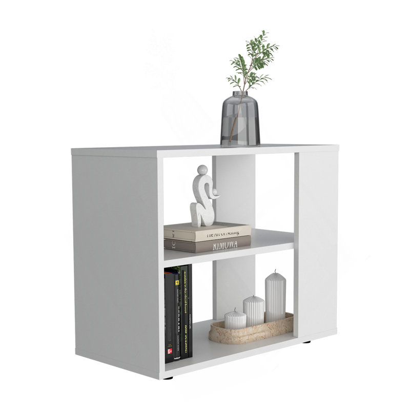 Table console, 4 pieds, 2 tablettes, Blanc