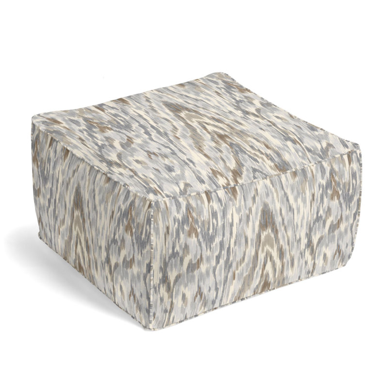 Upholstered Pouf, Frost 100% Cotton