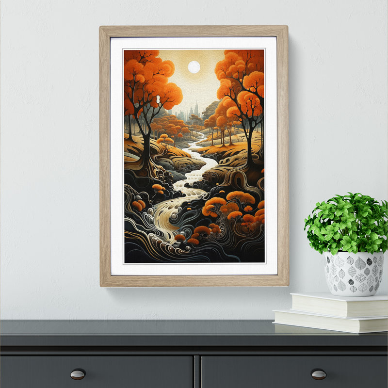 Landscape Informel No.2 - Framed Print, Oak , 64cm H x 46cm W x 2cm D