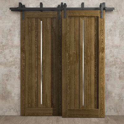 Sliding Closet Barn Bypass Doors | Ego 5014 | Modern Rails Hardware Set | Wood Solid Bedroom Wardrobe Doors