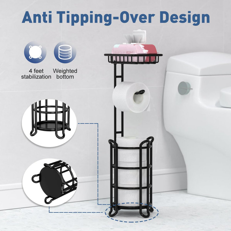 Free Standing Toilet Paper Holder, Matte Black