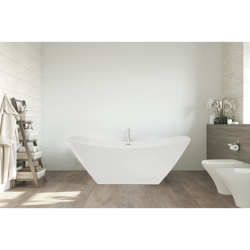 Denali 70'' L Soaking Bathtub, Glossy White, Matte Black