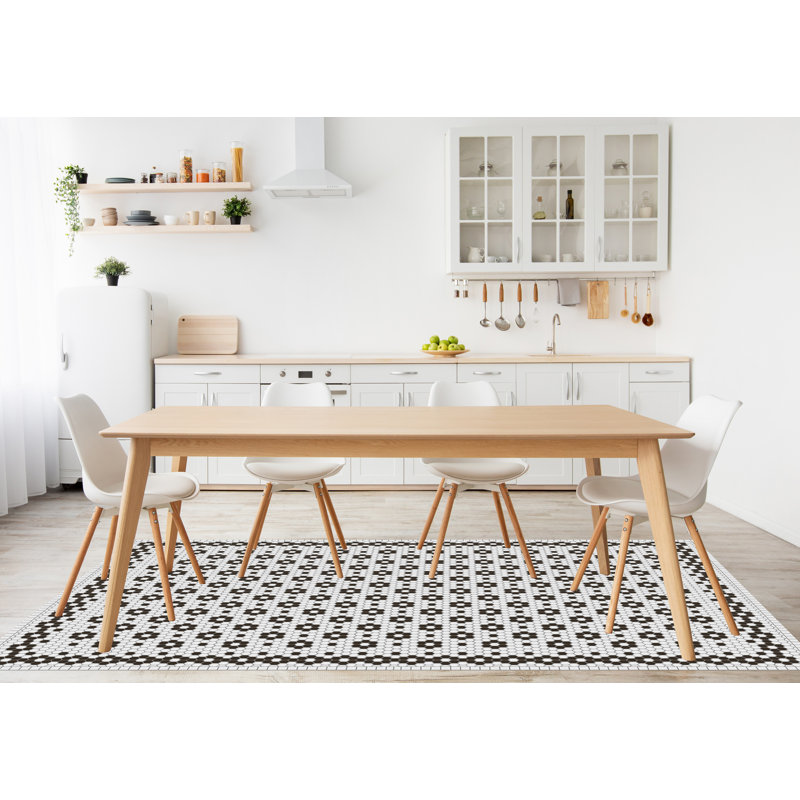 Cacee Vinyl Machine Printed Area Rug, Rectangle 5'3" x 7'6.6"