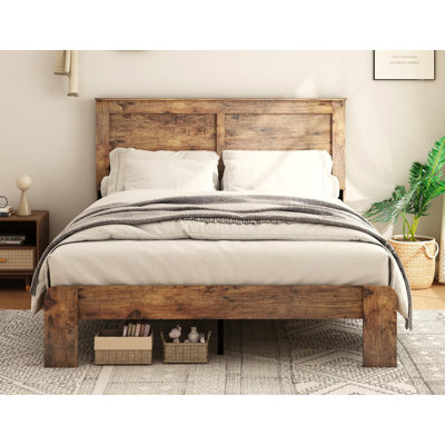 Wood Platform Bed Frame,King Size Bed Frame,No Box Spring Needed and Easy Assembly Tool,Large Under Bed Storage