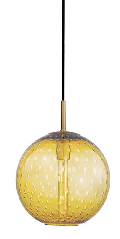 Rousseau 1 Light Pendant, 19" H X 16" W X 16" D, Blue, Aged Brass