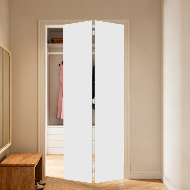 Modern flat panel. Solid Core Vinyl bi-fold door With Hardware kit, 30" x 80"