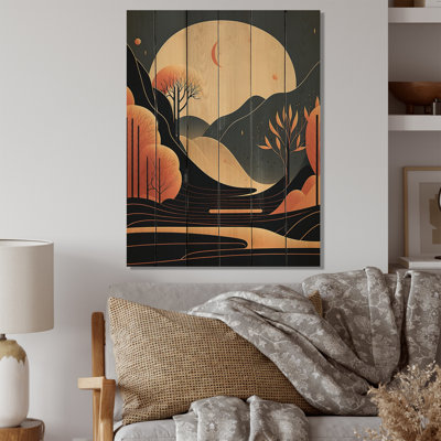 Décoration murale jaune lune dans les montagnes VI - paysage de montagnes