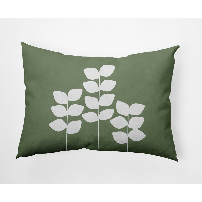 Floral Reversible Throw Pillow, Muted Green