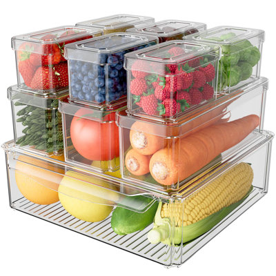 10 Pack Refrigerator Organizer Bins Stackable With Lids, Clear Fridge Organizers And Storage, Kitchen Organizer Storage Containers
