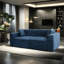 Lit en velours pour 3 en bleu avec option de rangement pratique et confortable-1226766181
