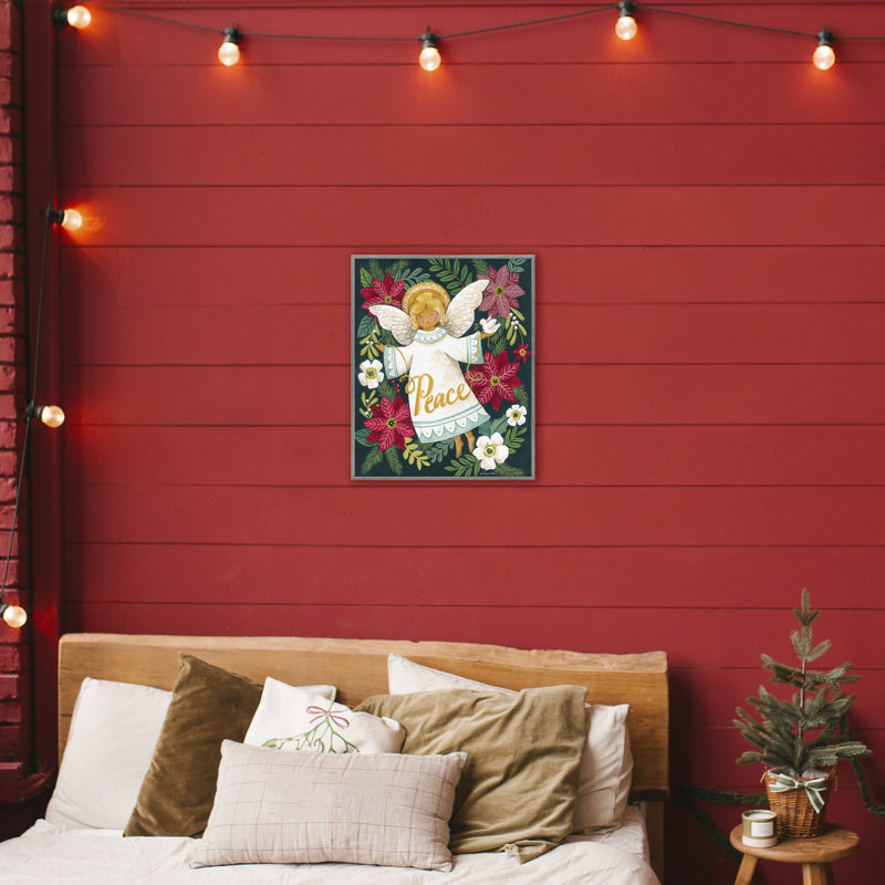 Ange avec paix et botanique, estampe numérique, design par Diane Kater, H 20 po x l 16 po, Estampe numérique Farmhouse