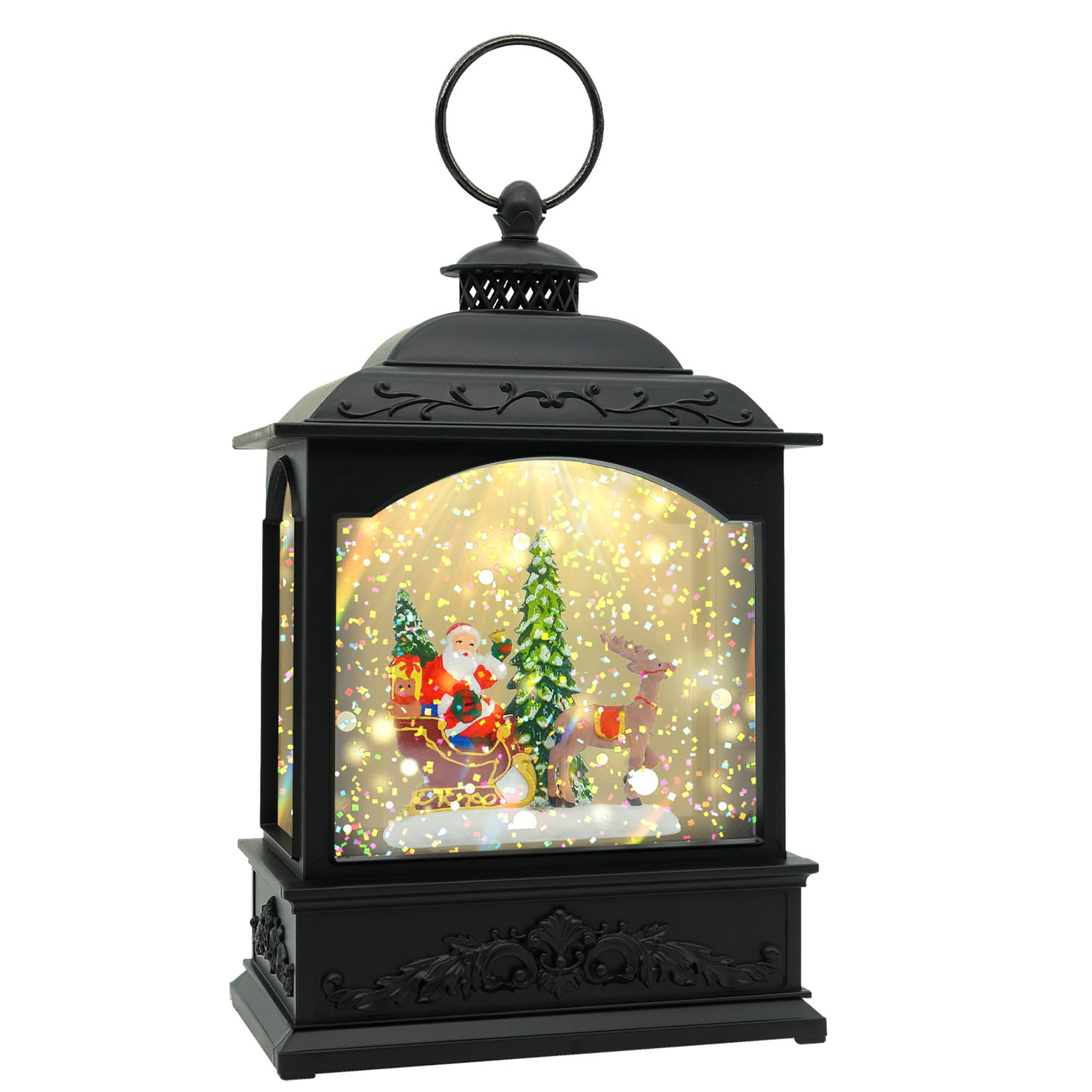 The Holiday Aisle® Santa LED Snow Globe Lantern - Musical With Timer ...