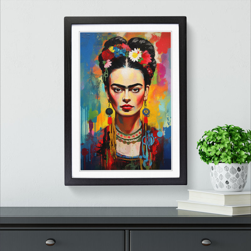 Frida Kahlo Abstract - Framed Print, 34cm H x 25cm W, Black Framed