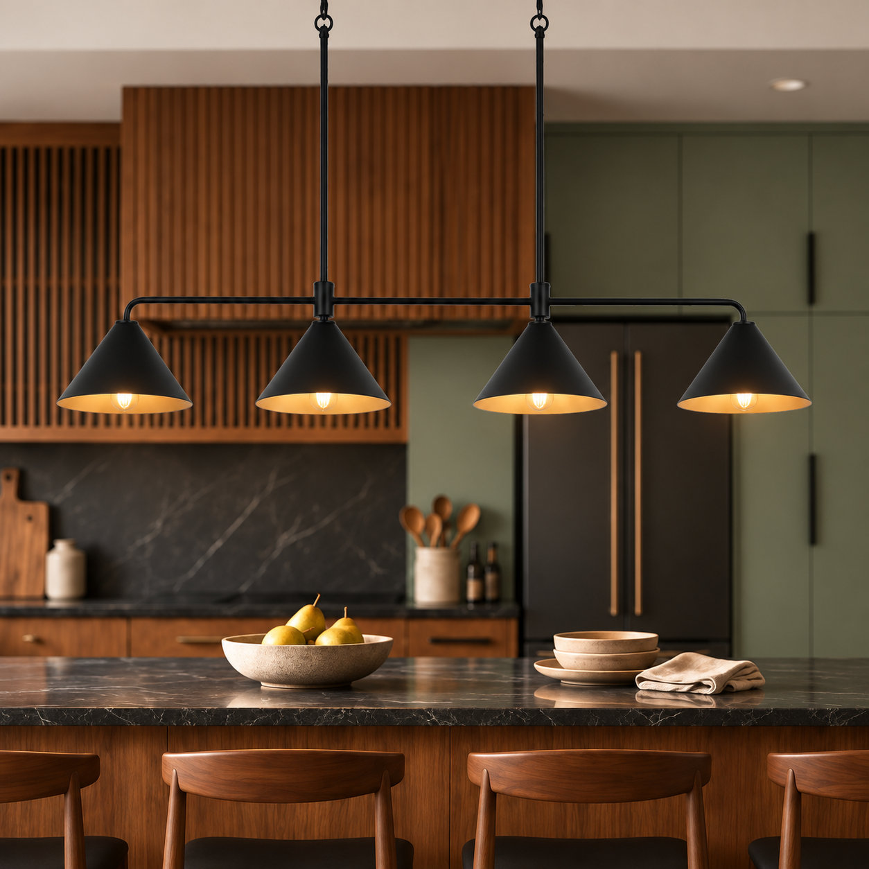 4 - Light Metal Chandelier, Black