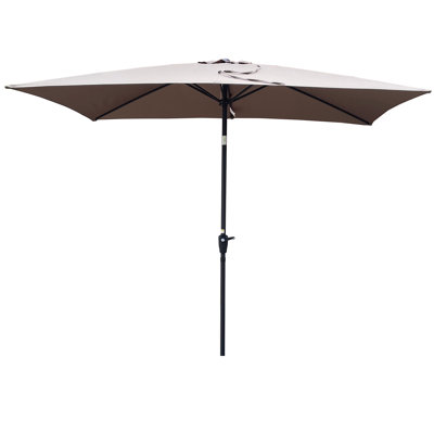 Parasols de patio extérieurs 6 x 9 pi, parasol de table de marché avec manivelle et bouton poussoir inclinable sans rabat, parasol imperméable pour le jardin, la pelouse, la terrasse, la cour et la piscine