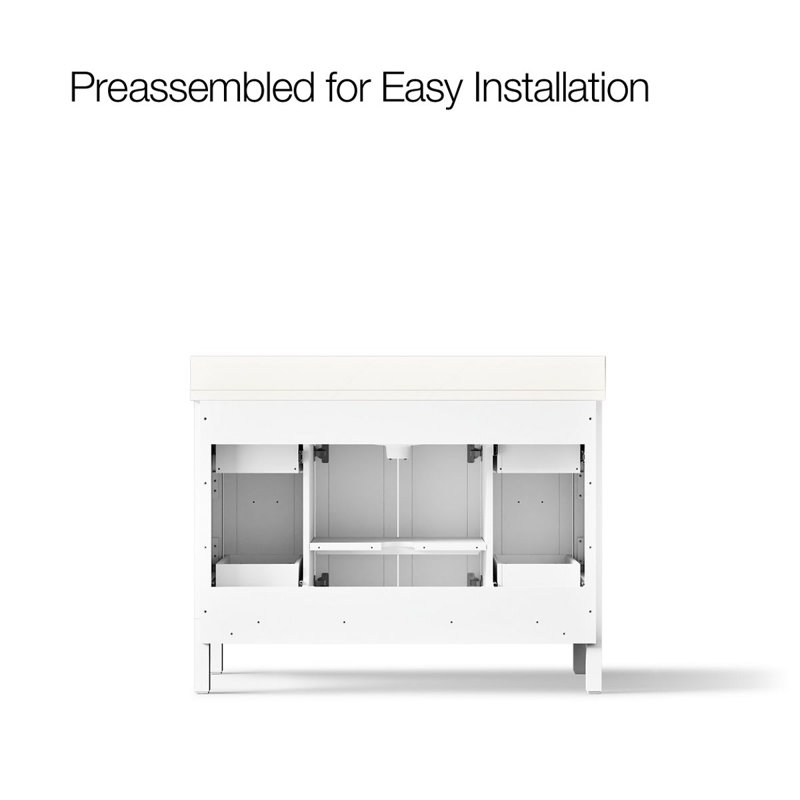 49" Single Bathroom Vanity Set, White, White