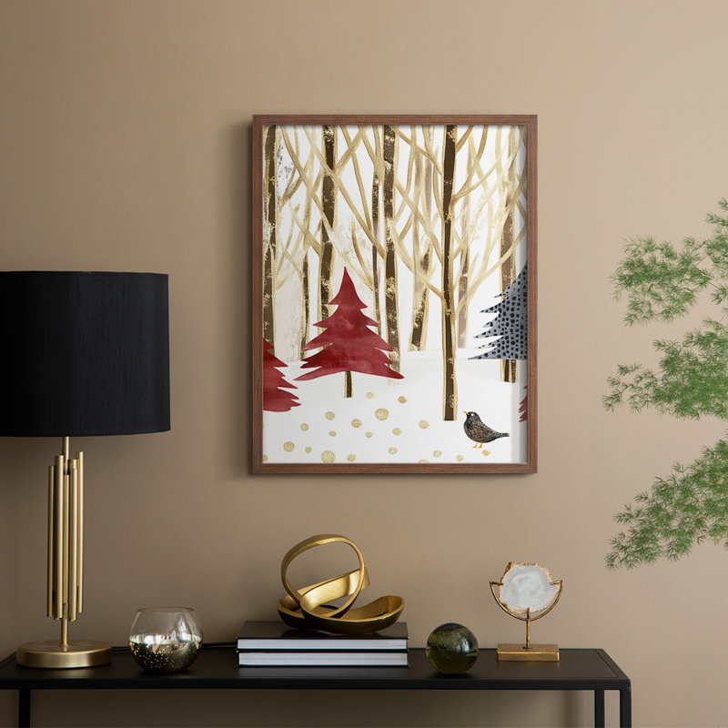 Christmas Holiday Art CDVII, reproduction d'art encadrée - bois massif, Noyer, H 30 po x l 24 po