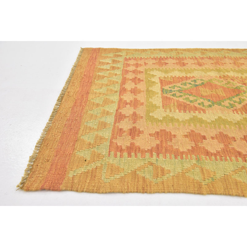 Tapis de surface en laine orange 2'7 po x 4 pi 3" one-of-kind-noué la main Elland